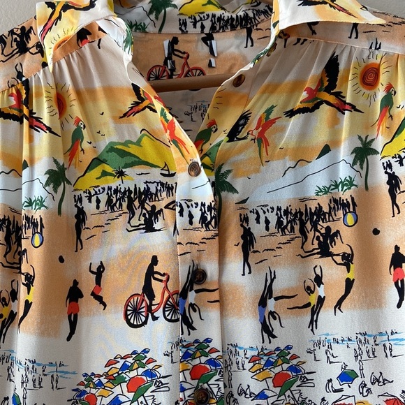 Deveaux- Silk Shirtdress Handkerchief Hem Summer Print Dress - Picture 10 of 15